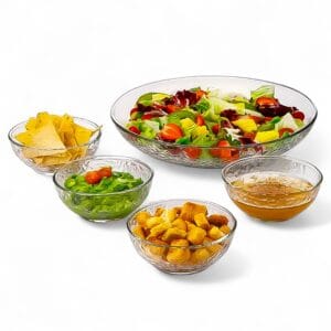 Set Ensaladera Y 4 Bowls De Vidrio Frost Libbey By Crisa