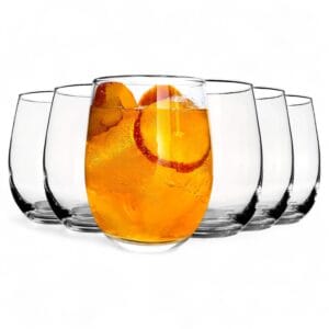 Vaso De Vidrio Moderno Napa Stempless 500ml 12 Piezas